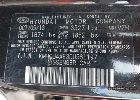 2013 Hyundai Accent Gls z USA, uszkodzony, nr VIN KMHCU4AE3DU581197